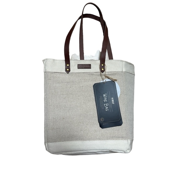 🆕 Legacy Pinot Jute 3 Bottle Insulated Wine Beige Tote & Gift Bag - Picture 12 of 12